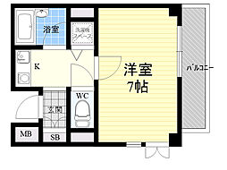 フレグランス箕面 2階1Kの間取り