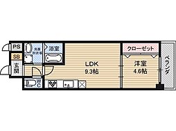セノアタワー新大阪 8階1LDKの間取り