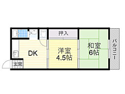 第二小田マンション 2DKの間取図画像