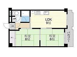 ハイツ北之防 2LDKの間取図画像