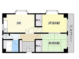 第2山本マンション 2LDKの間取図画像