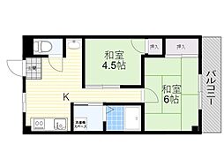 三功マンション 2Kの間取図画像