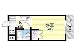 ロイヤルエスペラントオクノ 1Kの間取図画像
