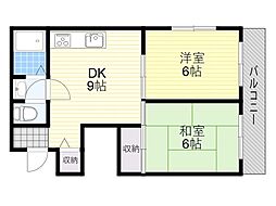 ミレ桜塚 2DKの間取図画像