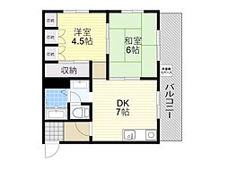 サンハイツ江坂 2DKの間取図画像