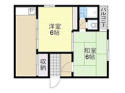 弥生ハウス 2DKの間取図画像