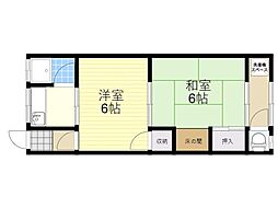 石野ハイツ 2DKの間取図画像
