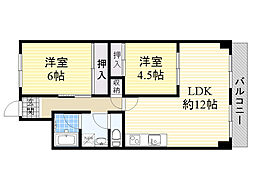 千里ハイツ 2LDKの間取図画像