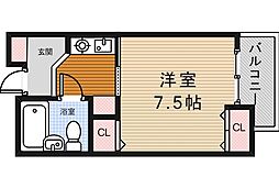 石橋パークヒルズ 1Kの間取図画像