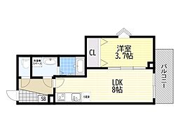 シエーナ川西中央3 1LDKの間取図画像