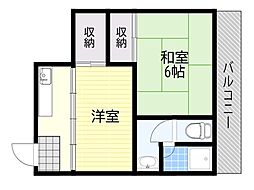 弥生ハウス 2Kの間取図画像