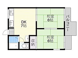 グリーンハイム萩原 2DKの間取図画像