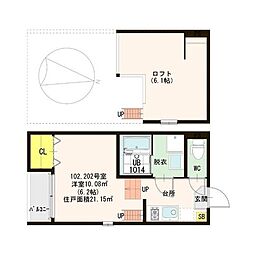 メルヴェーユ蛍池 1Kの間取図画像