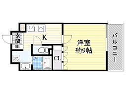 グリーンヒル3 1Kの間取図画像