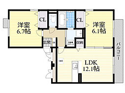 アメニティコート西泉丘 2LDKの間取図画像