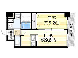 ディームス江坂 1LDKの間取図画像