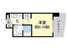 セレニテ江坂ルフレ 1Kの間取図画像