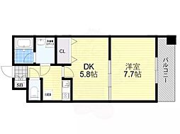 レフィーナカルム江坂 1DKの間取図画像