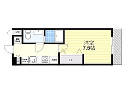 ameri桜塚 1Kの間取図画像