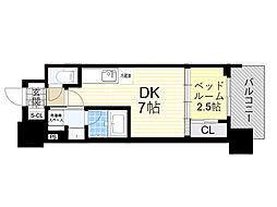 大阪市淀川区宮原5丁目マンション 1DKの間取図画像