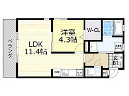 サンクウィステリア 1LDKの間取図画像