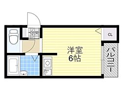 サンシャイン豊中 ワンルームの間取図画像