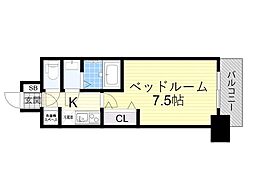 アドバンス江坂ラシュレ 1Kの間取図画像