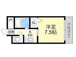 中川ビルエステュディオ豊中 1Kの間取図画像