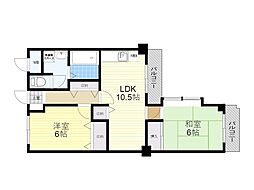 シュロス五月山 2LDKの間取図画像