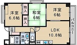 エーデル雲雀丘三番館 3LDKの間取図画像