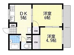 カームハイツ桜塚 2DKの間取図画像