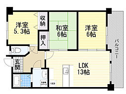 エスポワールササベ 3LDKの間取図画像