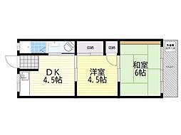 ハイツやまにし 2DKの間取図画像