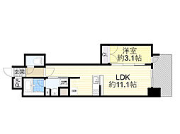 リビオメゾン新大阪 1LDKの間取図画像