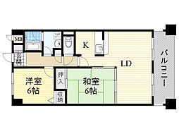 西緑丘プラザビル 2LDKの間取図画像