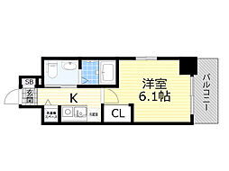 エスリード江坂広芝町 1Kの間取図画像