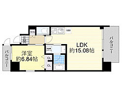 プレジオ江坂ROUGE 1LDKの間取図画像