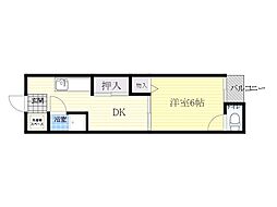 天神マンション 1DKの間取図画像