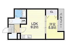 ラージヒル服部天神 1LDKの間取図画像