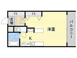 ベルハイム江坂 ワンルームの間取図画像