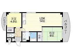 豊友マンション東豊中 2LDKの間取図画像