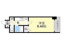 シェル・クレール 1Kの間取図画像