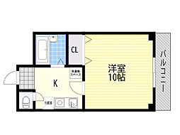北邸舘 1Kの間取図画像
