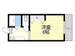 宮山ハイツ 1Kの間取図画像