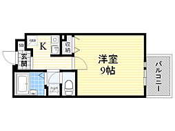 江坂OMパレス 1Kの間取図画像