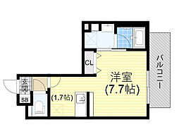 池田市石橋4丁目マンション ワンルームの間取図画像