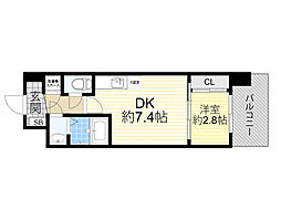 セレニテ江坂ミラク 1DKの間取図画像