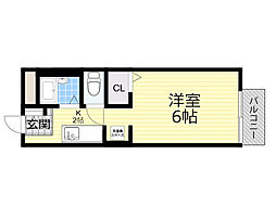 ル・クレール2 ワンルームの間取図画像