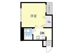 リバーサイド石橋 1Kの間取図画像