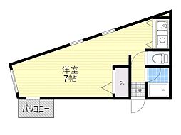 メゾン・ド・メトロ緑地公園 ワンルームの間取図画像